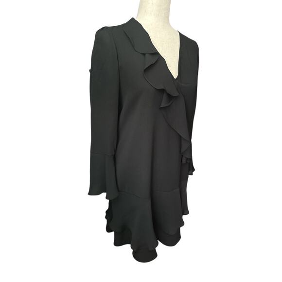 Parker Black Cocktail Party Ruffled V Neck Dress S - Picture 3 of 8